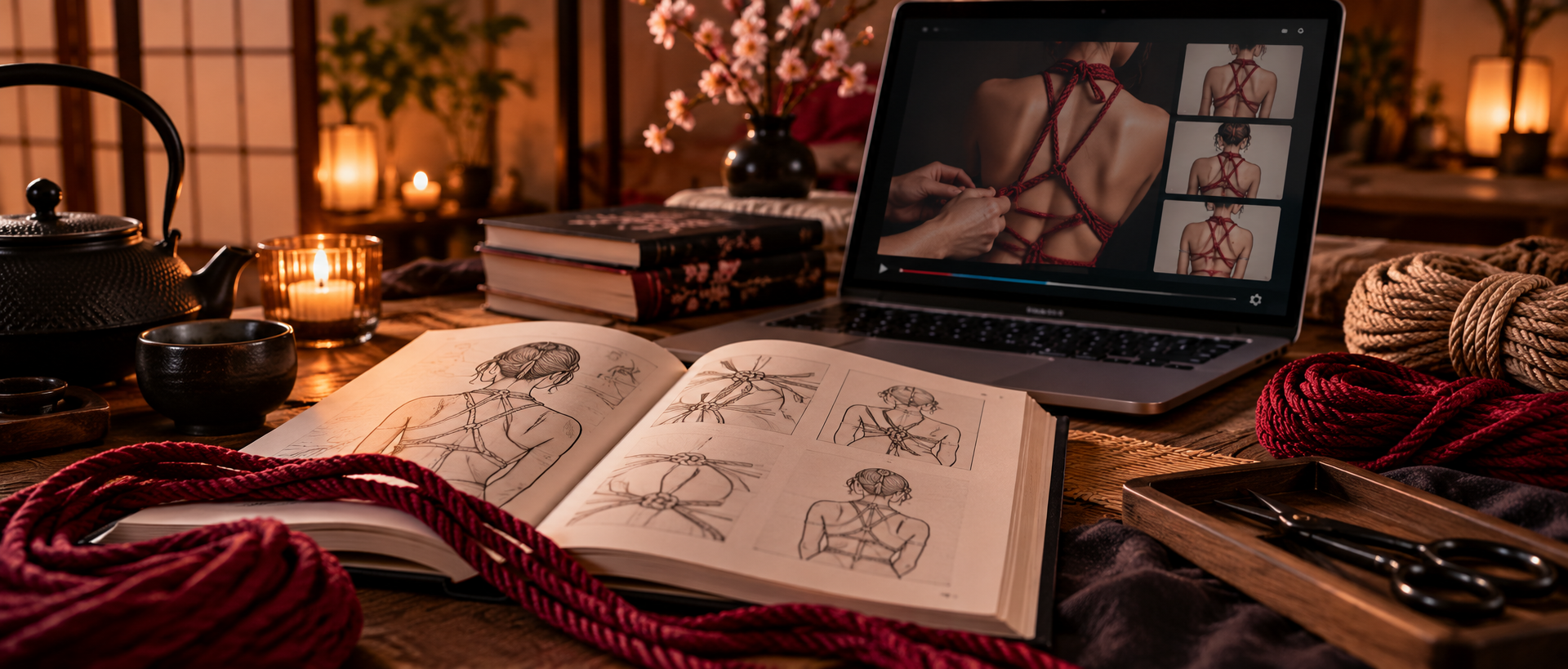 Nauka shibari i rope bondage Liny, poradnik i materiały do nauki bardziej zaawansowanego shibari